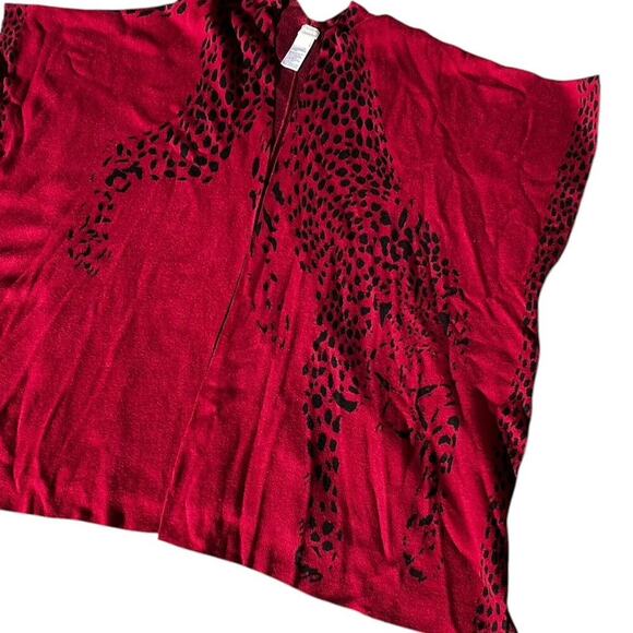Chicos S/M leopard print Ruana wrap.  Red - Picture 11 of 12